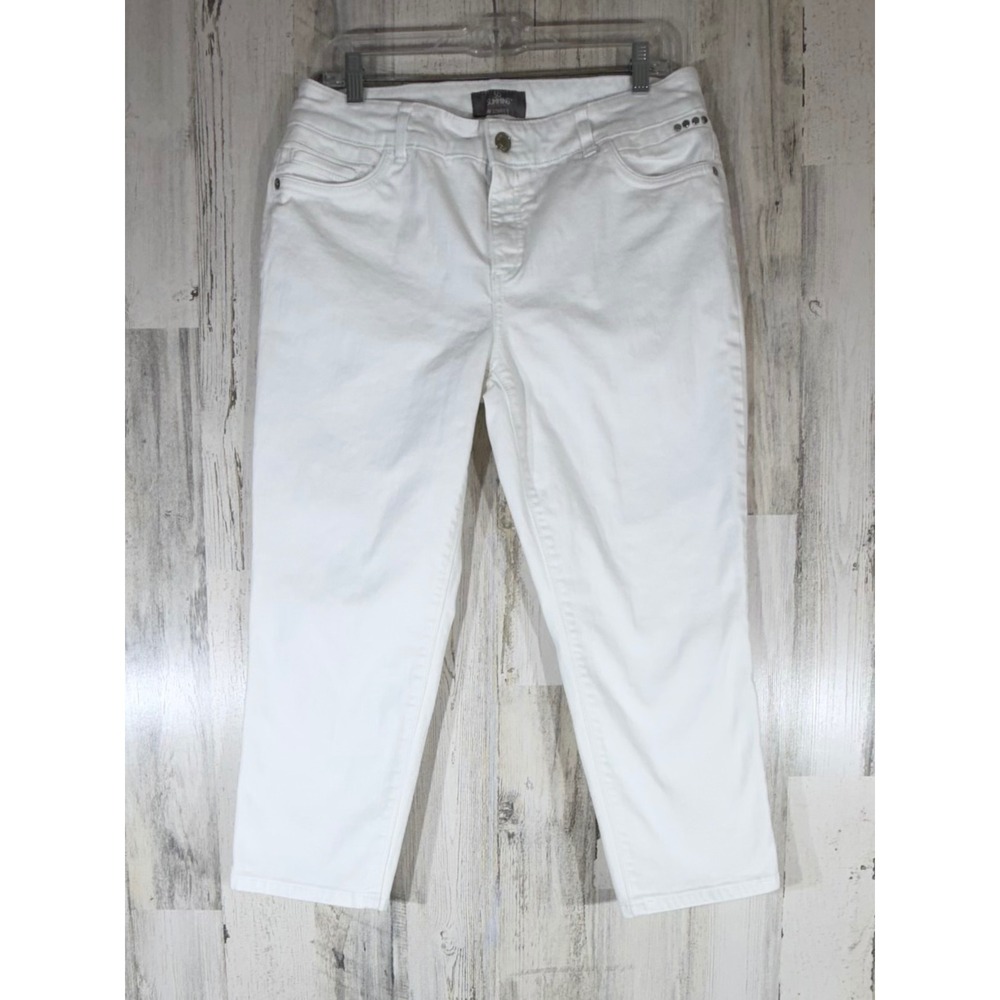 Chico's So Slimming Cropped Jeans Size 1.5 (31x23) White Mid Rise Straight‎ Leg